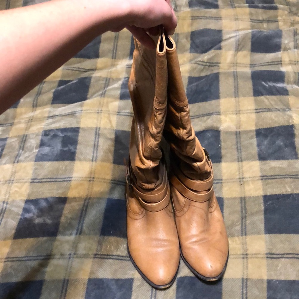 Tan leather boots